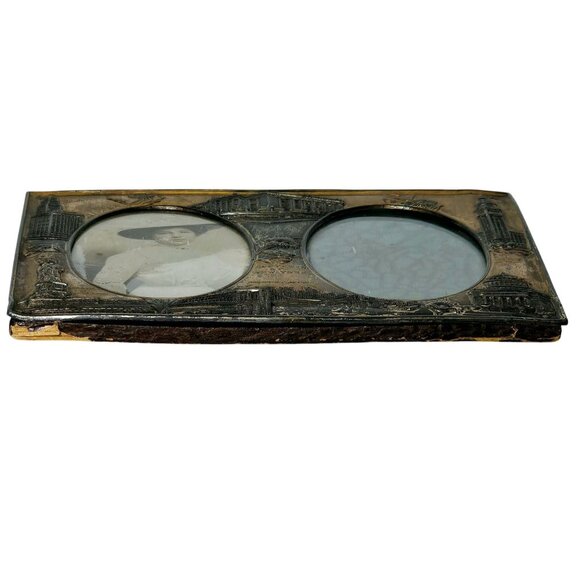 Antique 1910s New York Photo Frame 5x7 metal souviner raised relief Statue Liber - Picture 13 of 15